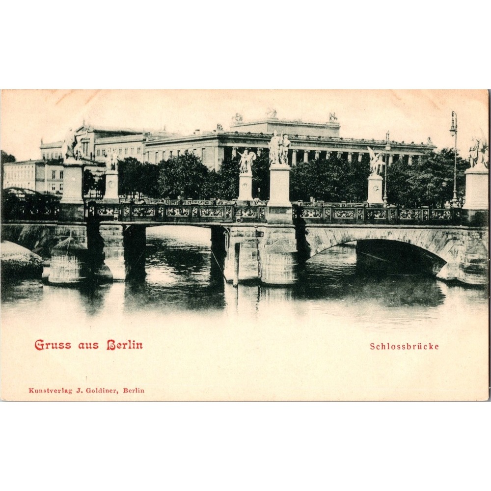 Vintage Berlin Schlossbrücke‎ Black & White Postcard by J. Goldiner